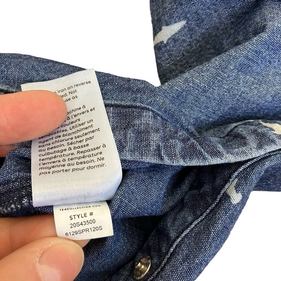 Tea Collection 100% Cotton Shark Print Denim Overalls Snap Closure Size 9-12 Mo - Picture 16 of 16